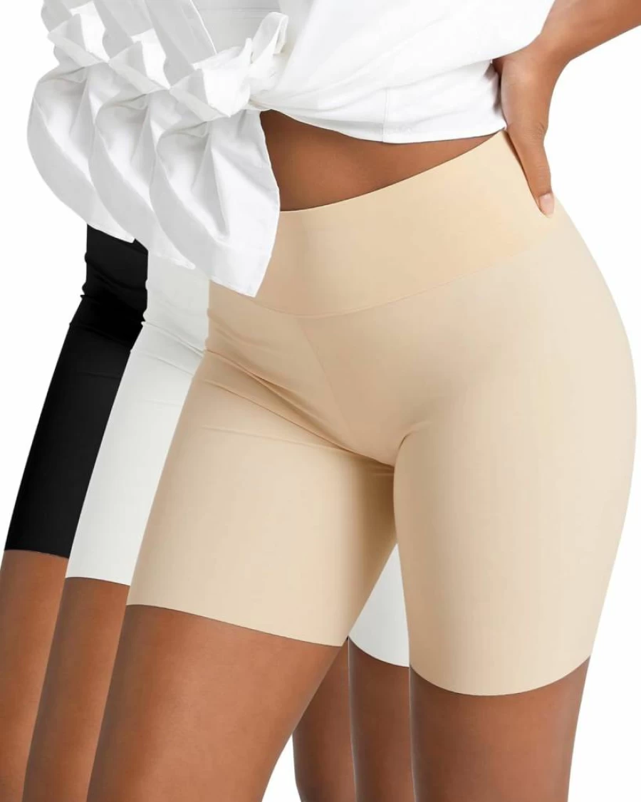 AugYew Women's Cooling Anti-Chafing Slip Shorts - Seamless Mid-Thigh Under Dress Shorts for Smooth Comfort