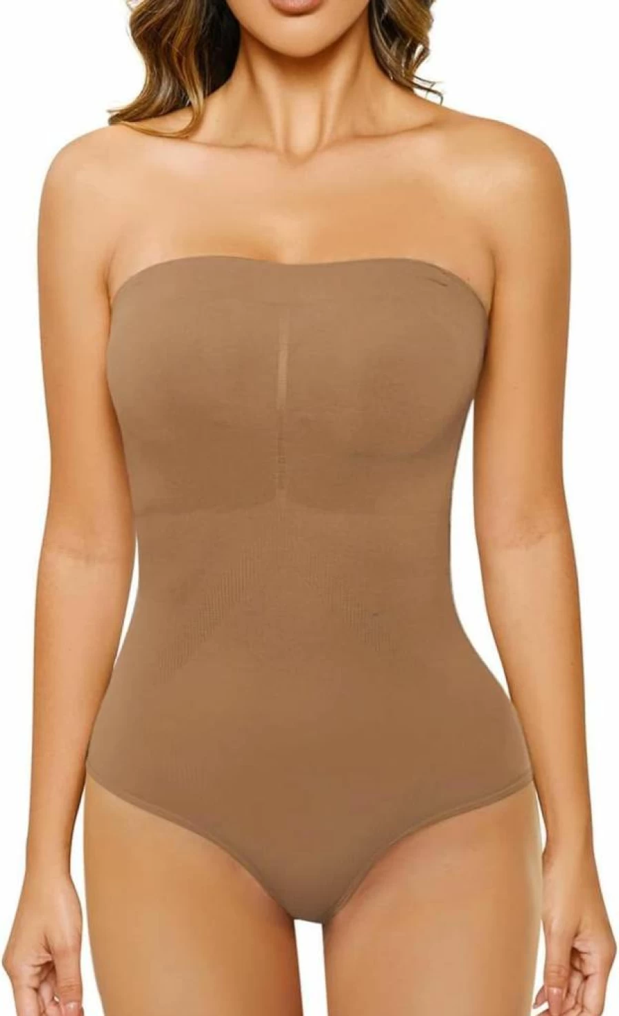 HOMETA Women's Tummy Control Shapewear Strapless Bodysuit - Seamless Sculpting Thong Bodyshaper Tank Top