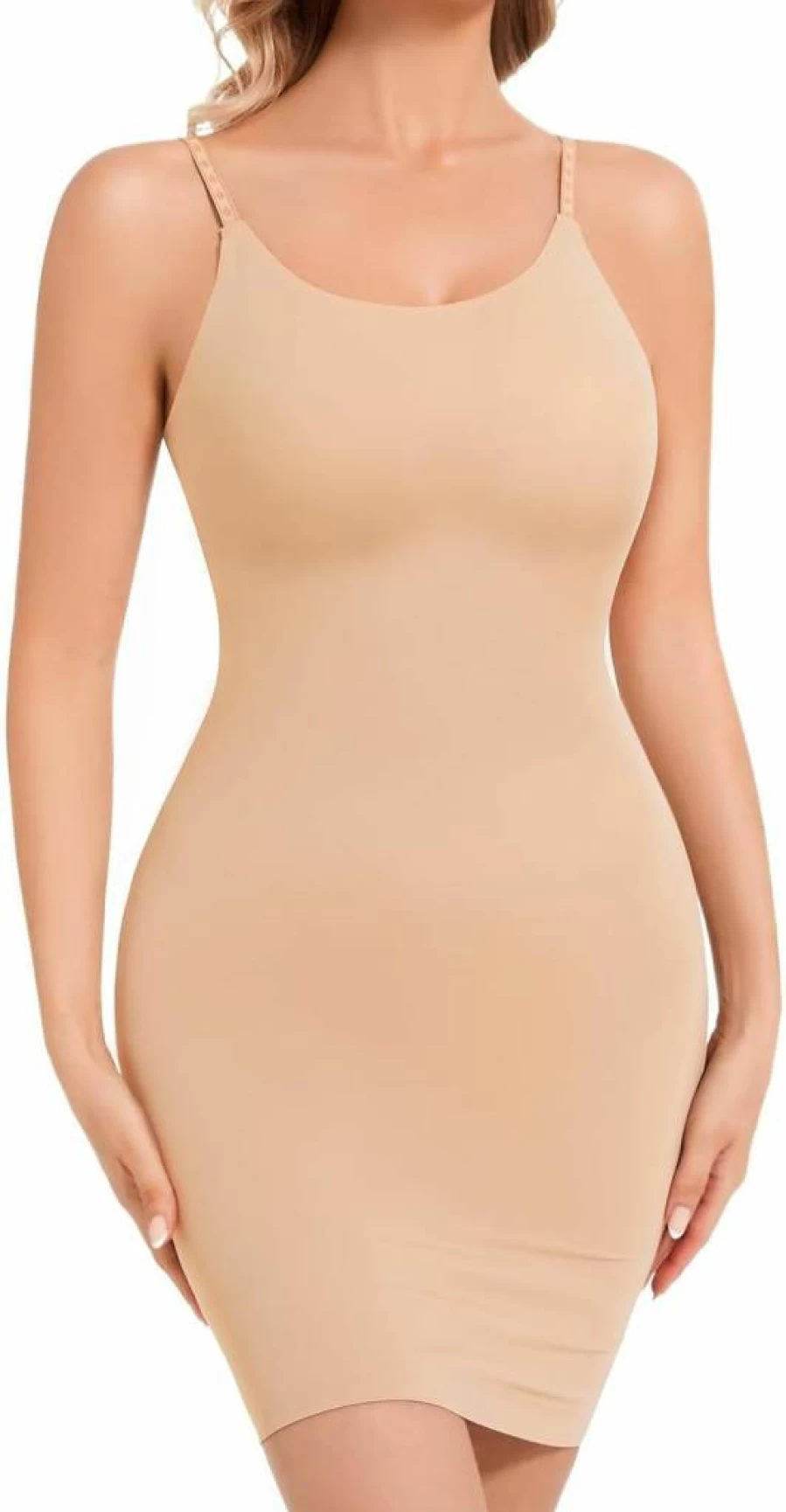 LIRASDIS Seamless Shapewear Dress with Tummy Control - Adjustable Straps Slimming Full Slip for Women