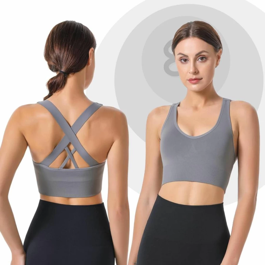 Evercute Women's Criss Cross Sports Bra - Medium Support Padded Yoga Bra for High Impact Workouts & Athletic Activities