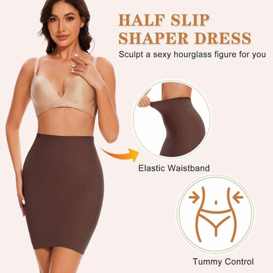AliyaFeng Seamless Tummy Control Shapewear for Women – High-Waisted Body Shaper Half Slip Underwear