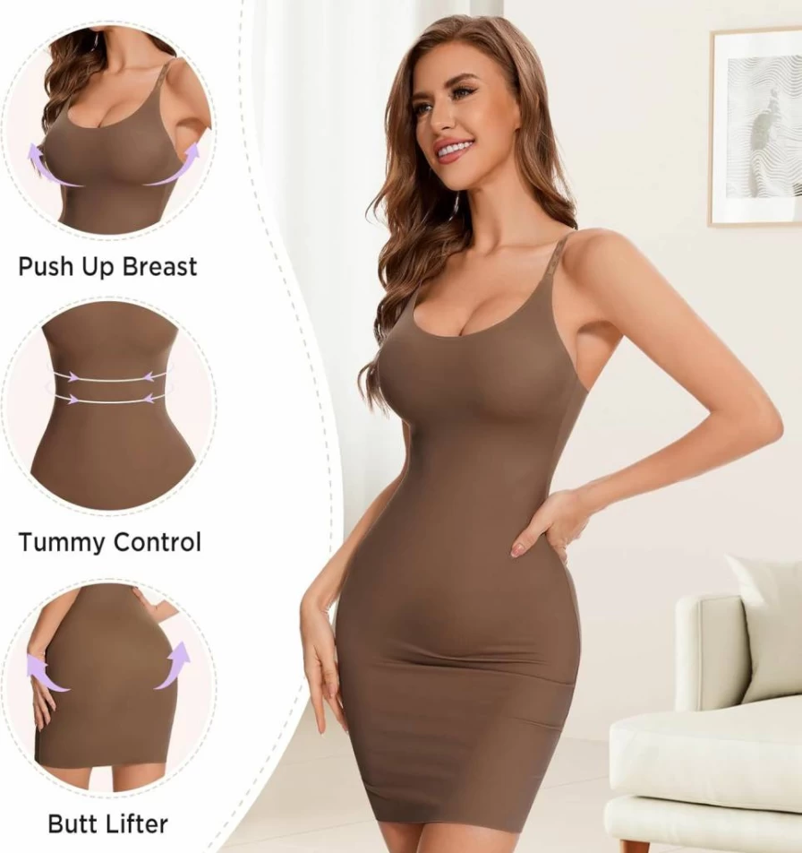 Ysabeloom Seamless Shapewear Slip Dress for Women - Tummy Control Cami Underdress, Slimming Full Slip Body Shaper