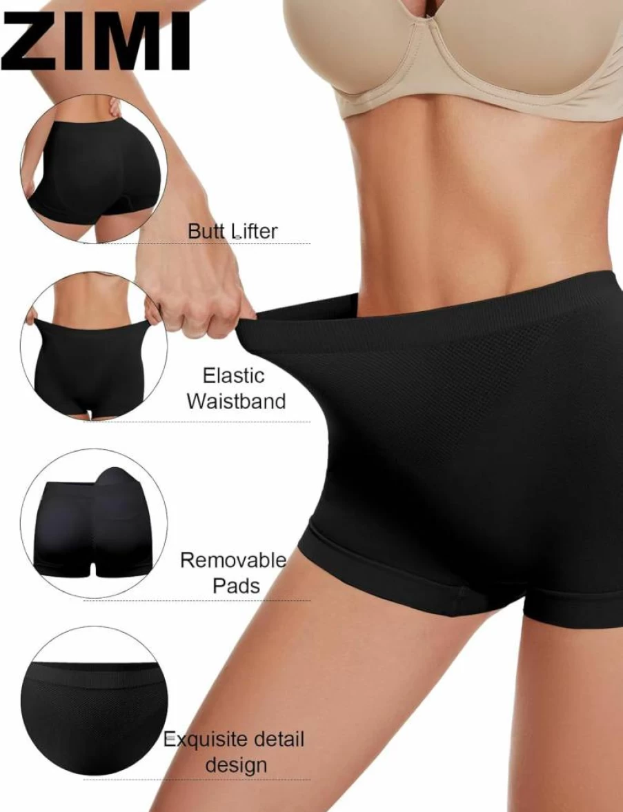 Zimi Collection Women's Butt Lifting Panties - Seamless Padded Boyshort Shaper for Hip Enhancement & Body Shaping