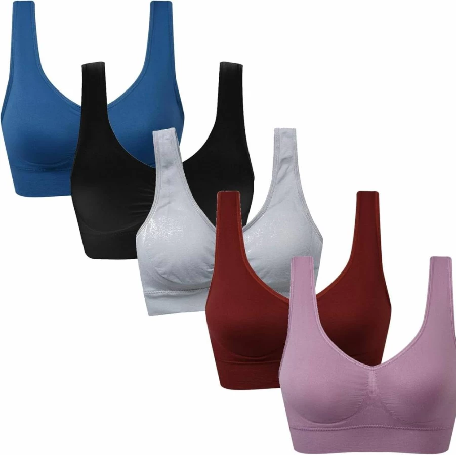 Vermilion Bird Women's 3-Pack Seamless Sports Bra with Removable Pads - Comfortable Workout Bras for Yoga, Gym & Running