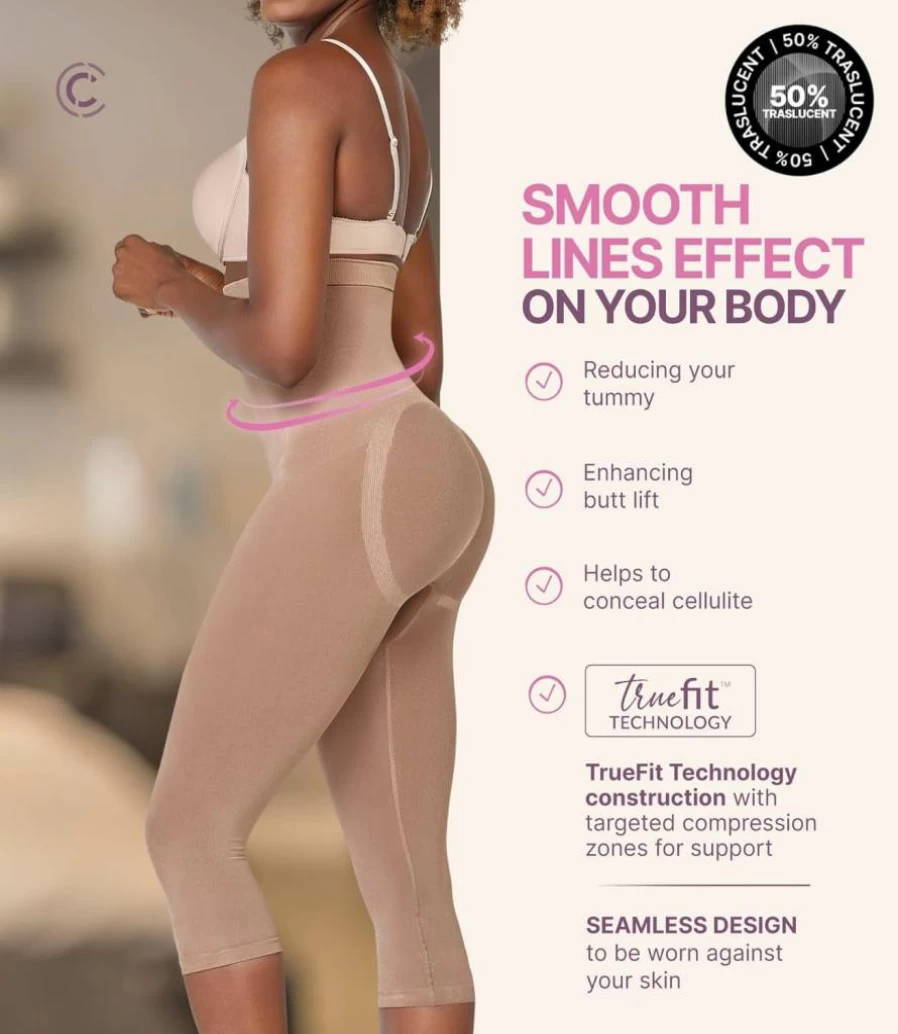 CURVEEZ High-Waisted Tummy Control Leggings for Women - Seamless Thong Shapewear with Butt Lifting & Compression
