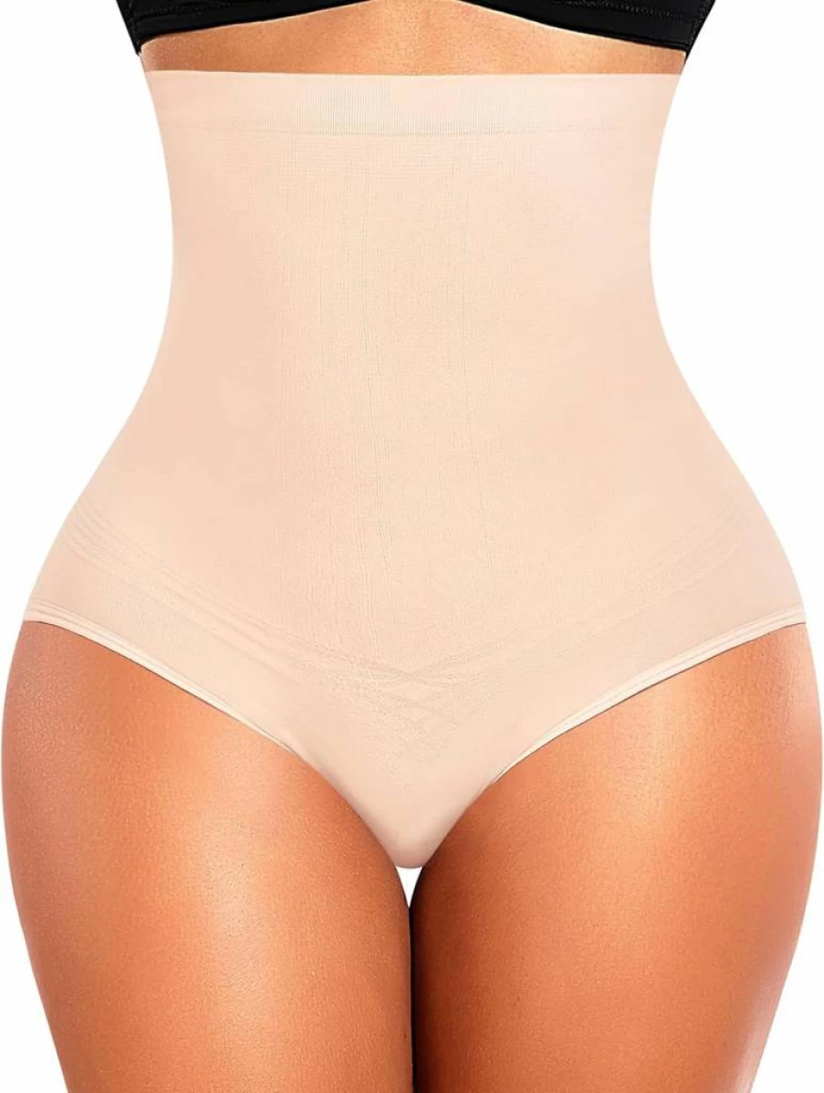 Werena High Waist Tummy Control Shapewear for Women - Seamless Body Shaper Panties, Girdle Underwear in Beige, Size Small