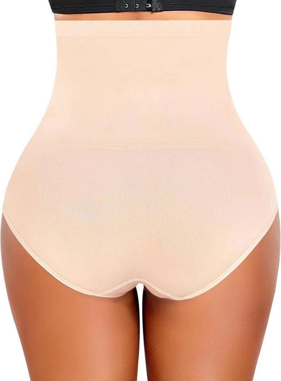 Werena High Waist Tummy Control Shapewear for Women - Seamless Body Shaper Panties, Girdle Underwear in Beige, Size Small