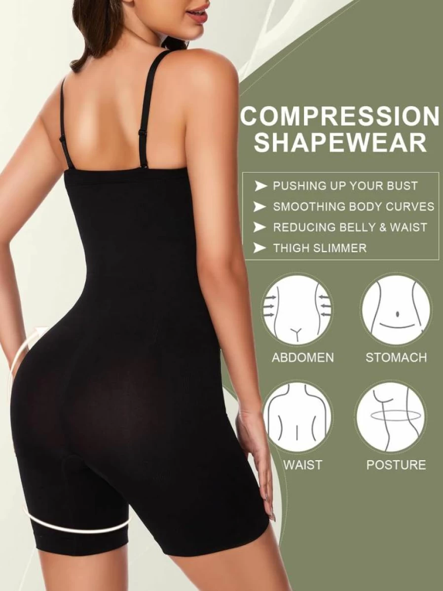 Amazon Ellareese Women's Full Body Shapewear - Strapless Tummy Control Bodysuit with Butt Lifting & Thigh Slimming Design