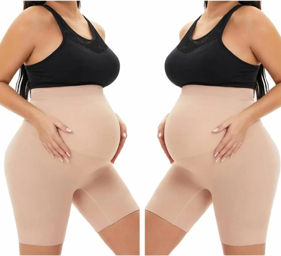 KUNINDOME Maternity Shapewear - Seamless Belly Support, Anti-Chafing Thigh Bands, Comfortable Pregnancy Underbump & Postpartum Wear S-5XL