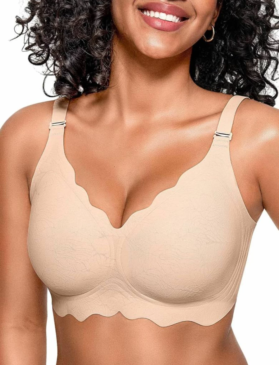 OEAK Women's Seamless T-Shirt Bra - No Underwire, Full Coverage, Buttery Soft Push Up, Convertible & Everyday Comfort