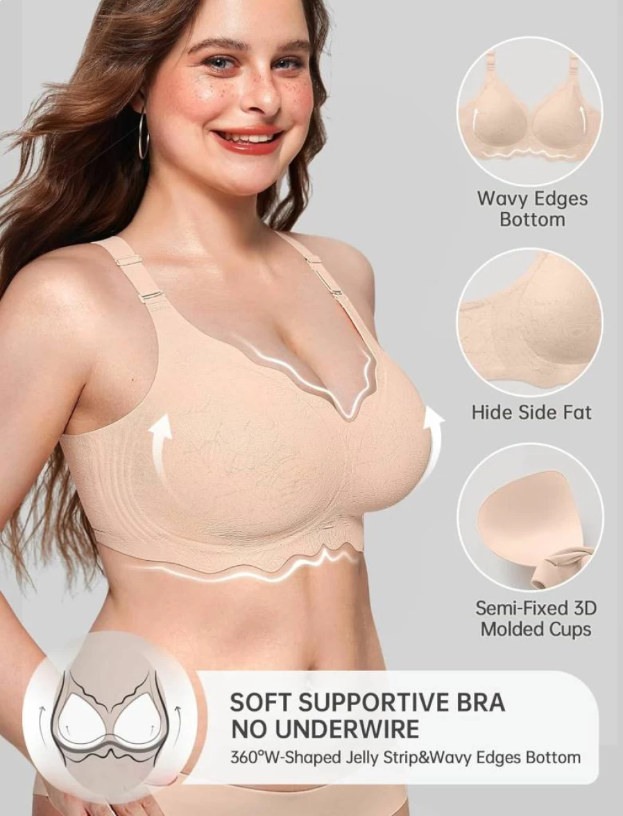 OEAK Women's Seamless T-Shirt Bra - No Underwire, Full Coverage, Buttery Soft Push Up, Convertible & Everyday Comfort