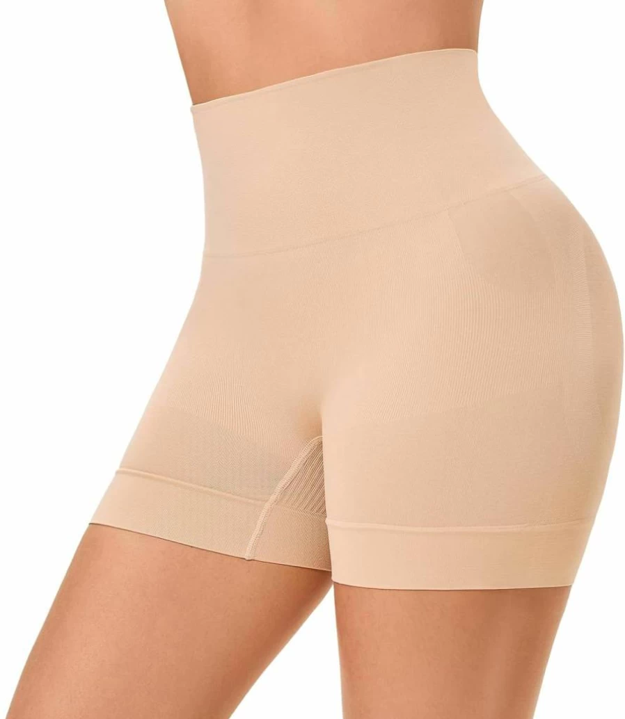 Miguofan Women's Shapewear Shorts for Dresses - Medium Beige High Waist Tummy Control Slip