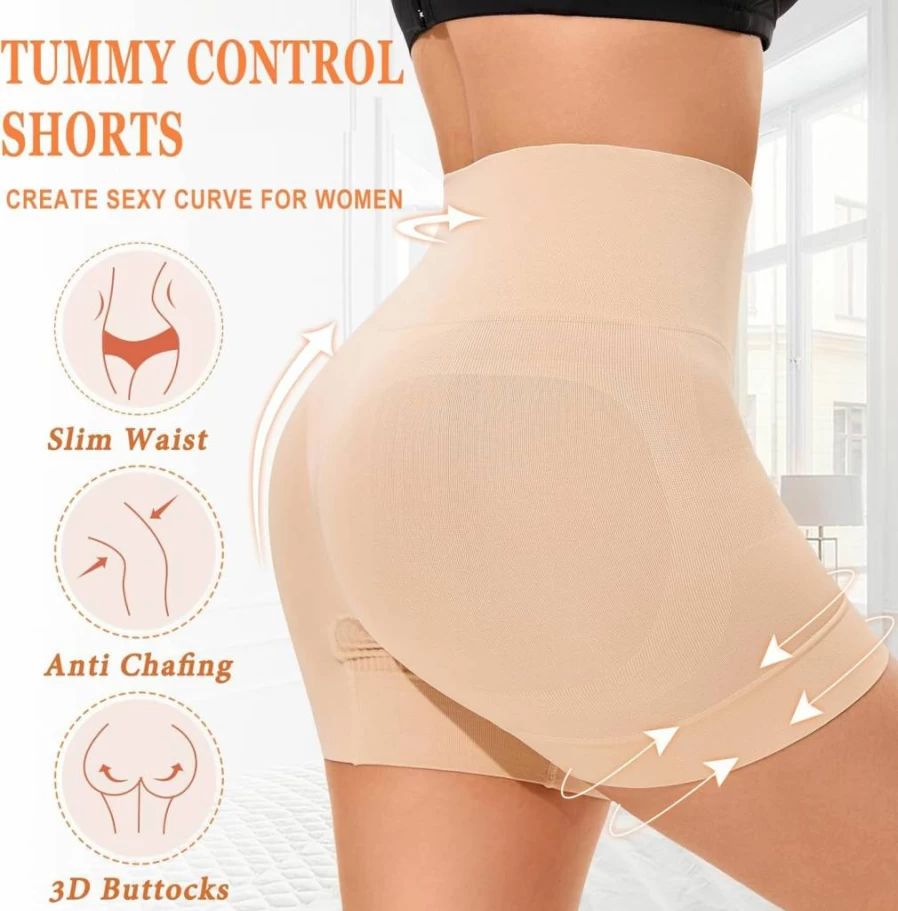 Miguofan Women's Shapewear Shorts for Dresses - Medium Beige High Waist Tummy Control Slip