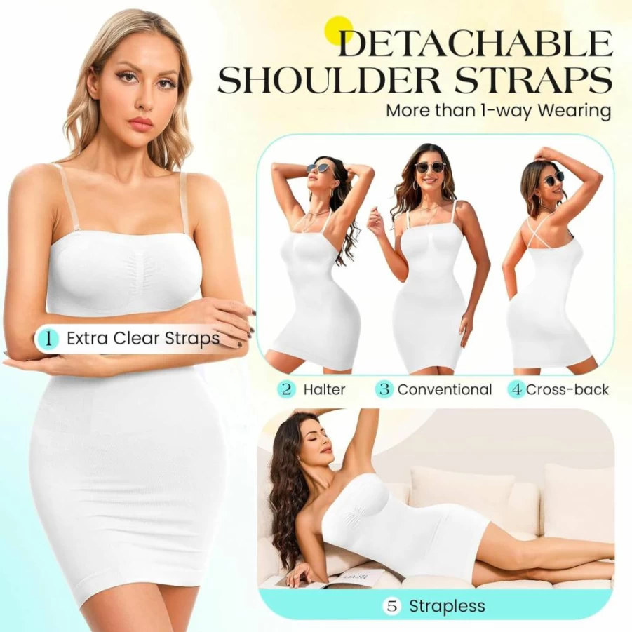 Fortix Women's Seamless Strapless Shapewear Slip - Tummy Control Full Body Shaper for Dresses