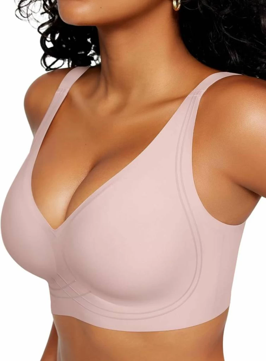Vertvie Women's Comfortable Seamless Wireless Bra - Racerback Bralette for Sleep & Support, No Underwire Push Up Design