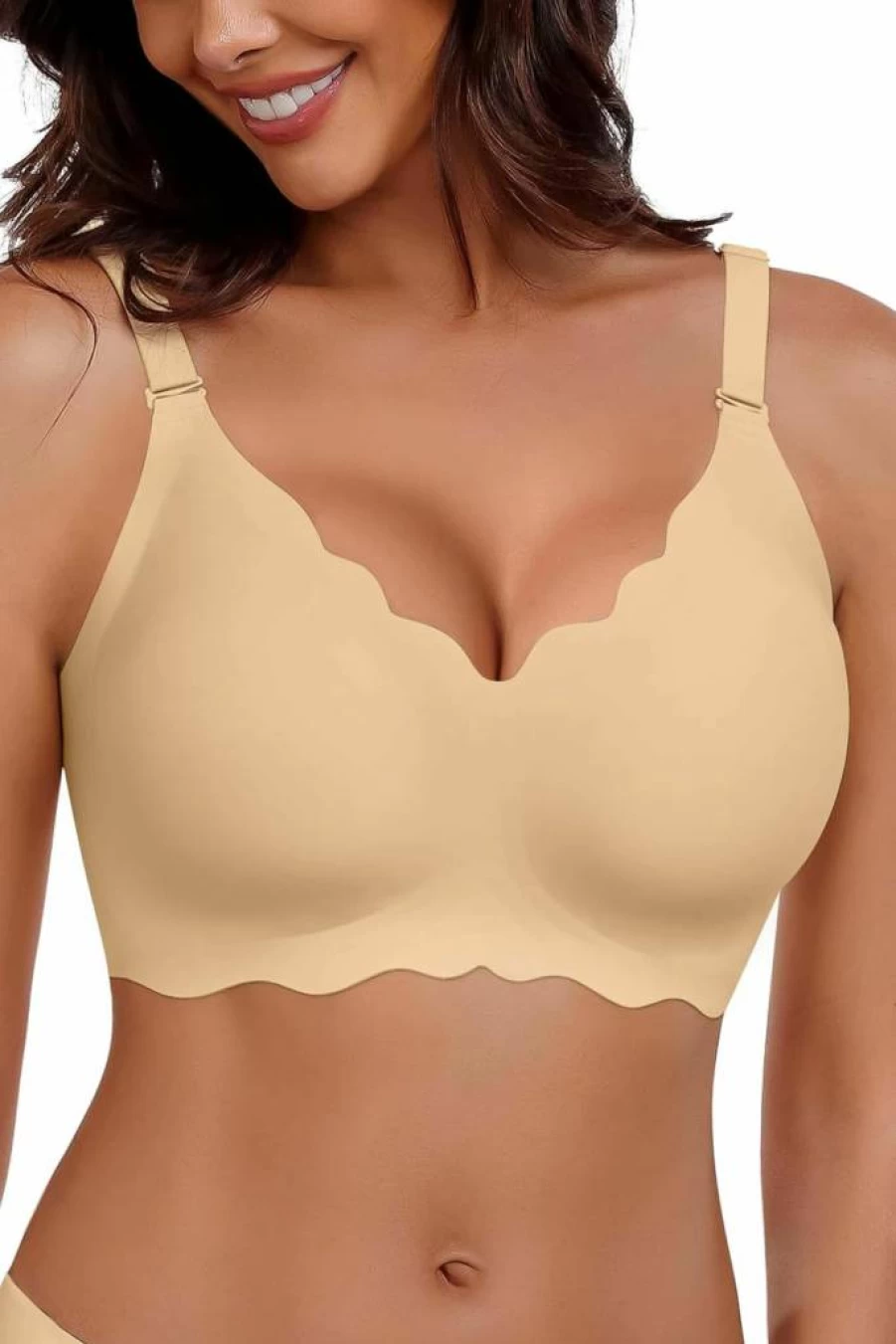 HORISUN Wireless Comfort Bra for Women - Seamless, No Underwire, Soft Support, Full Coverage, V Neck Design