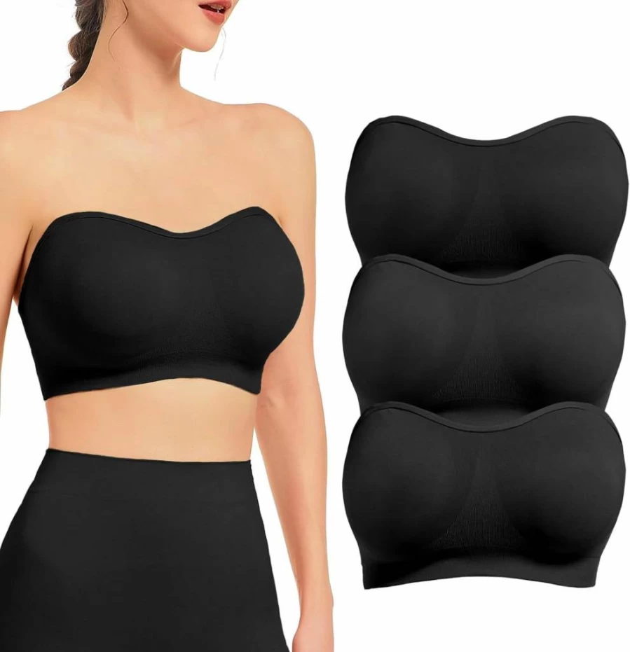 SIMIYA Wireless Strapless Bra for Women - Non-Slip Bandeau Tube Top with Removable Pads, Comfortable & Clear Support