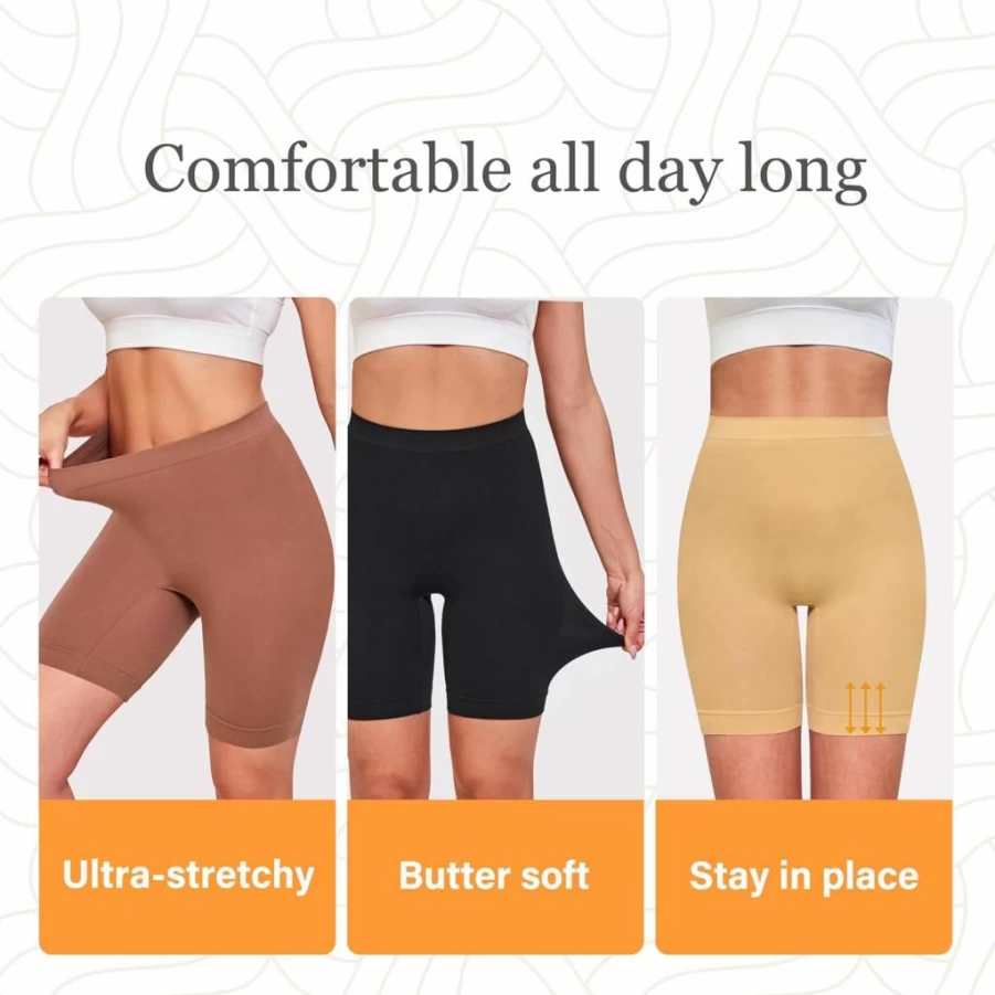 Mesachy Women's Anti-Chafing Slip Shorts - Seamless Yoga Bike Workout Boyshorts for Under Dresses