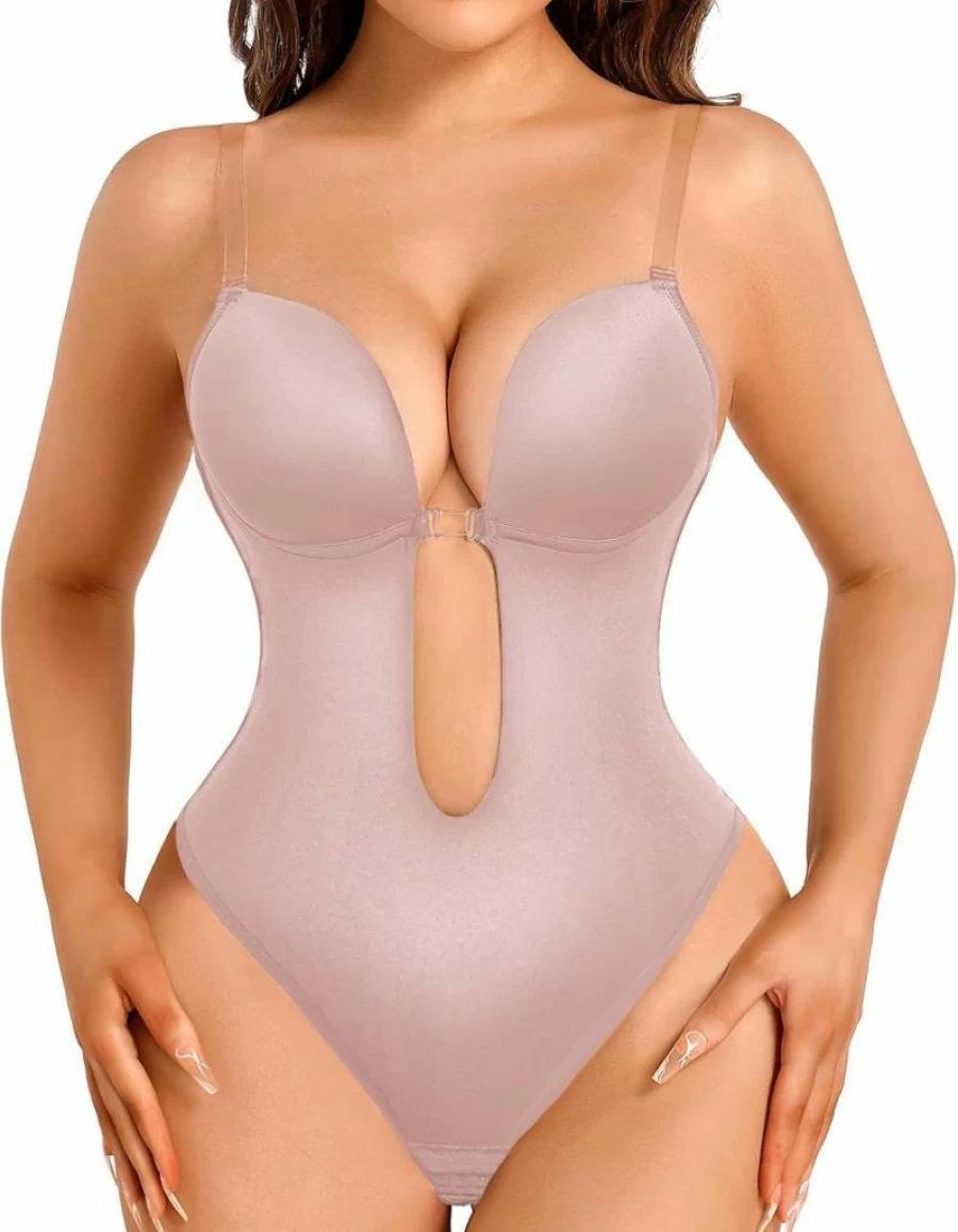 Decorus Backless Strapless Bodysuit - Invisible Low-Back Shapewear with Built-In Bra for Women