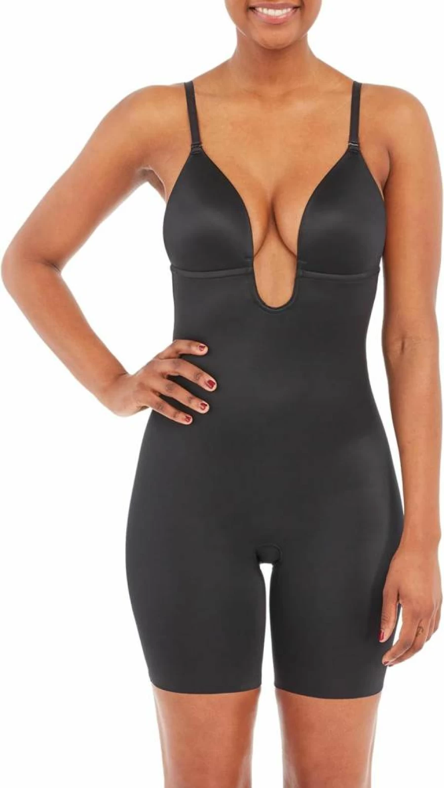 SPANX Shape Suit Your Fancy Plunge Low-Back Bodysuit - Medium Compression Seamless One Piece for Women