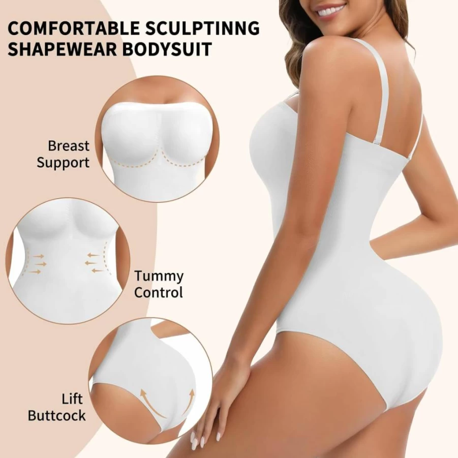 Lenashape Seamless Strapless Shapewear for Women - Tummy Control Bodysuit & Sculpting Tank Top