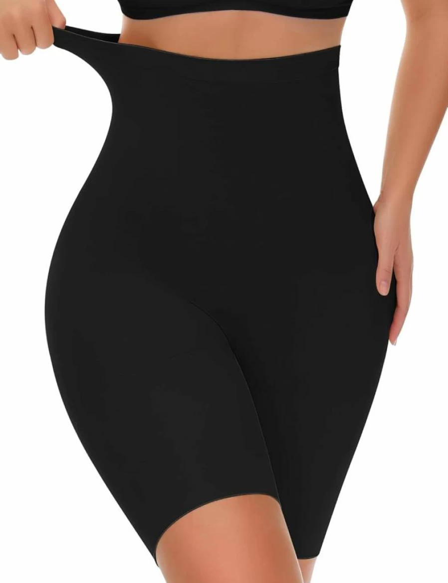 Yeblues High Waisted Tummy Control Shapewear Shorts for Women - Seamless Body Shaper Girdle with Thigh Slimming, Comfortable Underwear for Dresses, Black, Medium