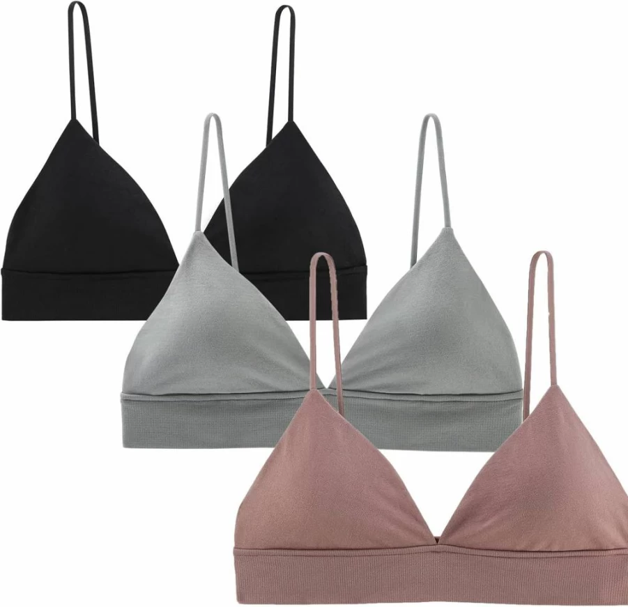 INIBUD Women's Wireless Bralette with Removable Padding, Triangle Cups, Pull-On Comfort Bra