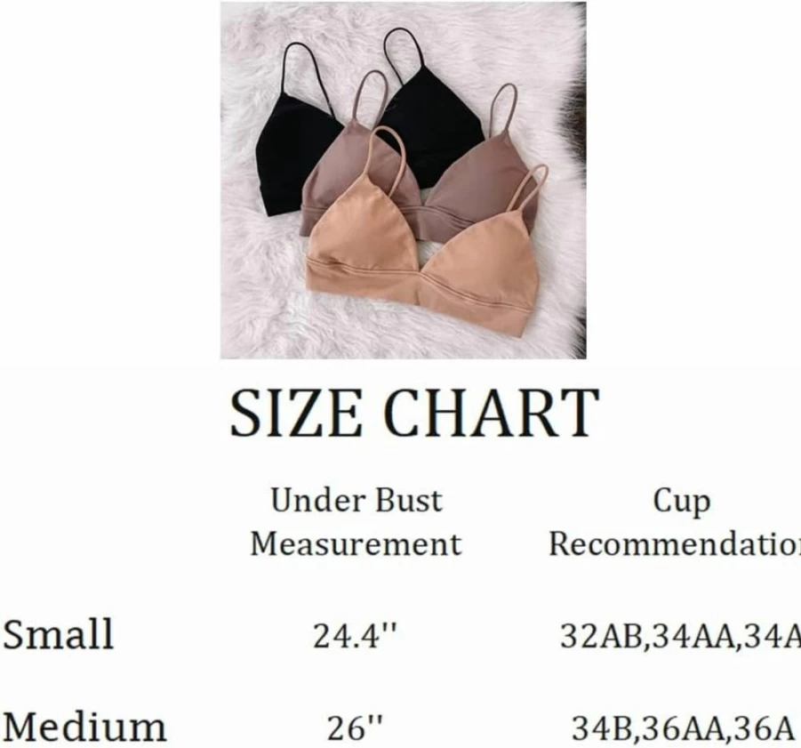 INIBUD Women's Wireless Bralette with Removable Padding, Triangle Cups, Pull-On Comfort Bra