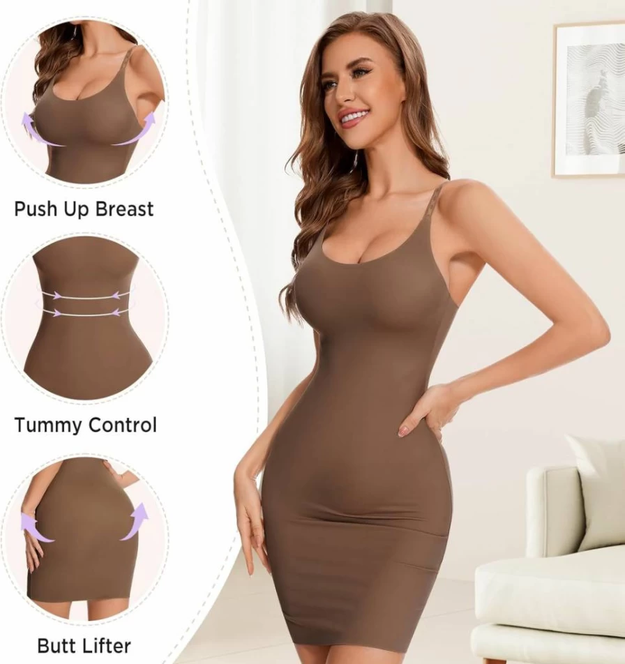 Ysabeloom Seamless Shapewear Slip Dress for Women - Tummy Control Cami Underdress, Slimming Full Slip Body Shaper