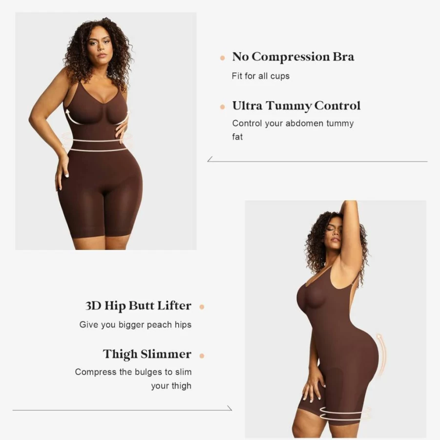 Popilush Backless Tummy Control Bodysuit - Seamless Shapewear for Women to Wear with Dresses