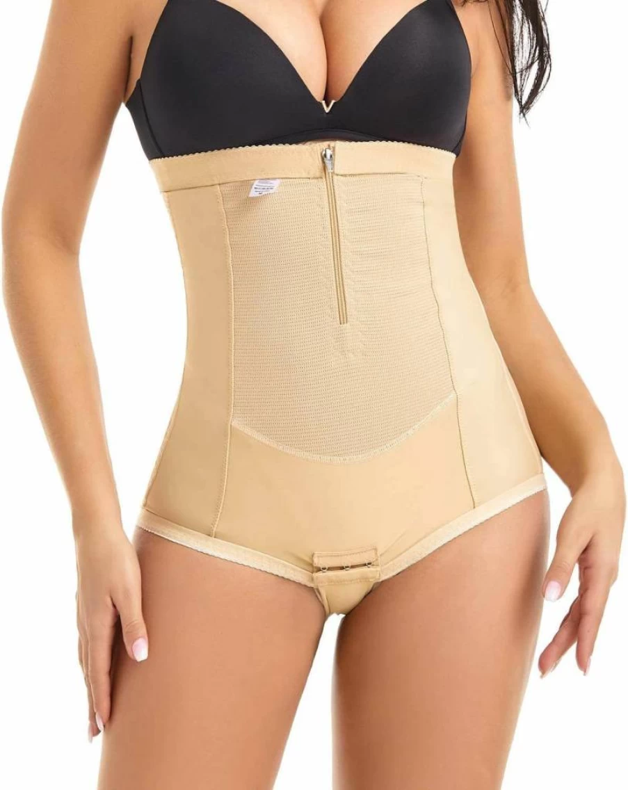 MOVWIN Postpartum Recovery Belly Wrap - C-Section Support Girdle with Zipper, Abdominal Compression Shorts for Women After Birth