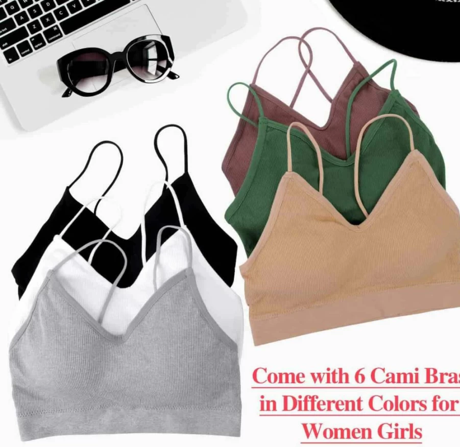 PAXCOO Women's 6-Pack Padded Bralettes - Comfortable Sports Bras for Everyday Wear